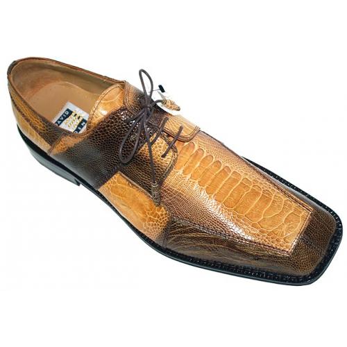David Eden "Clovis" Brown/Tan All-Over Ostrich Shoes
